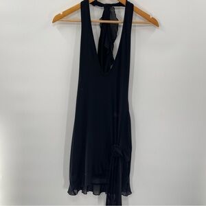 Beginning Boutique Black Deep V Neck Halter Rosette Detail Mini Dress Size 4